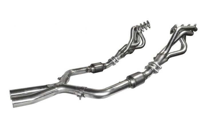 Kooks 05-10 Ford Mustang GT Manual 1 5/8in x 2 1/2in SS Long Tube Headers and OEM Catted SS X Pipe - Bull Strap