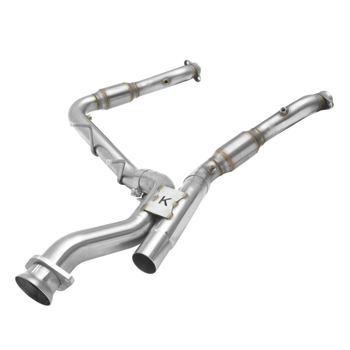 Kooks 17-19 Ford F150 Raptor EcoBoost 3.5L V6 3in Stainless GREEN Catted Turbo Down Pipes - Bull Strap