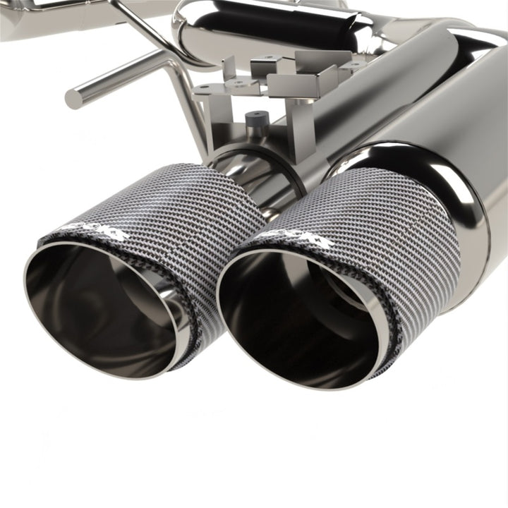 Kooks 18-24 Ford Mustang GT 5.0 3in. Valved Shotgun Cat-Back Exhaust - Carbon Tips - Bull Strap