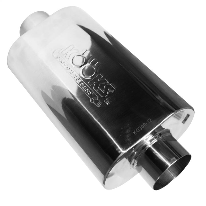 Kooks Universal 3in Center/Center Oval Muffler (4x8x12) - Bull Strap