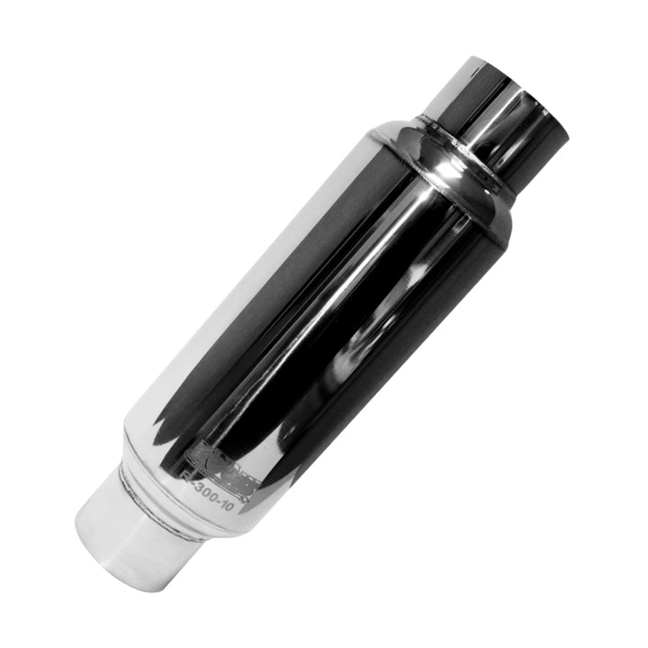 Kooks Universal 3in Round Muffler 10in Long. Pol SS - Bull Strap