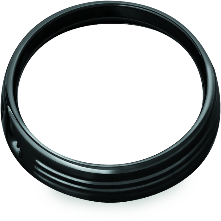 Kuryakyn 7in Headlight Trim Ring Black - Bull Strap