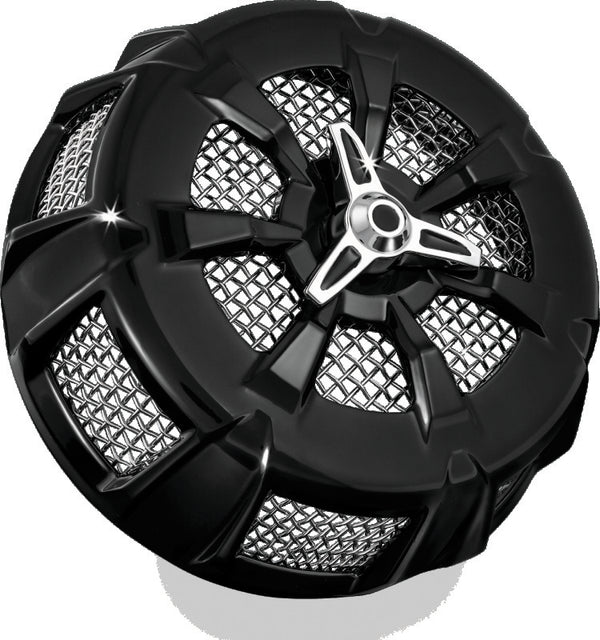 Kuryakyn Alley Cat Air Cleaner Cover Screamin Eagle Stage 1 Kits Gloss Black - Bull Strap