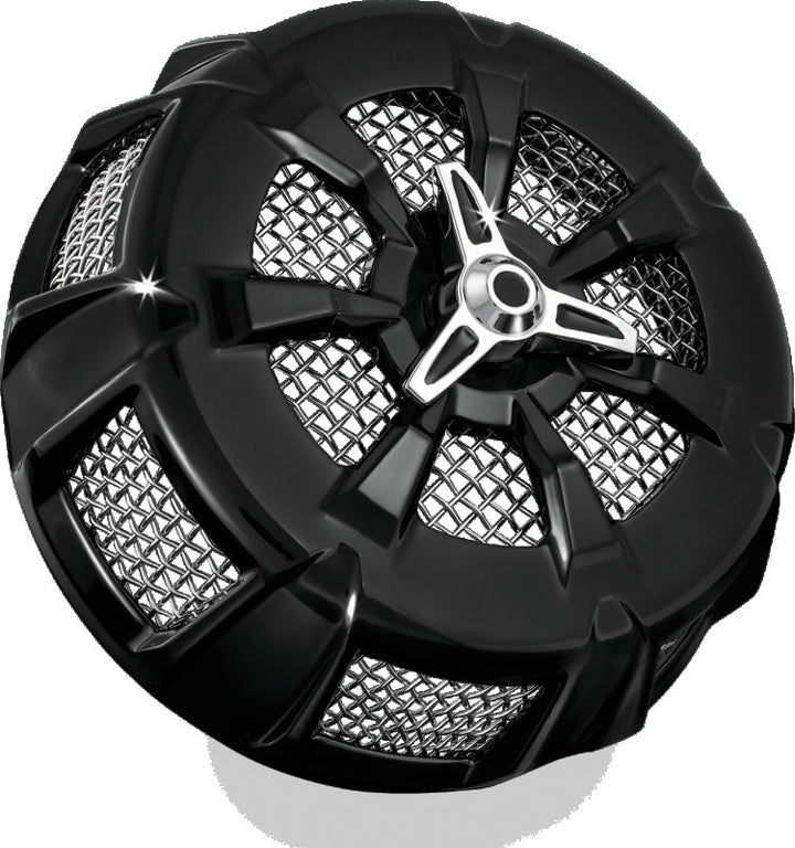 Kuryakyn Alley Cat Air Cleaner Cover Screamin Eagle Stage 1 Kits Gloss Black - Bull Strap