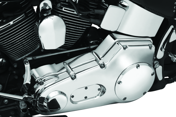 Kuryakyn Cast Inner Primary Cover 00-06 Softail Models Chrome - Bull Strap