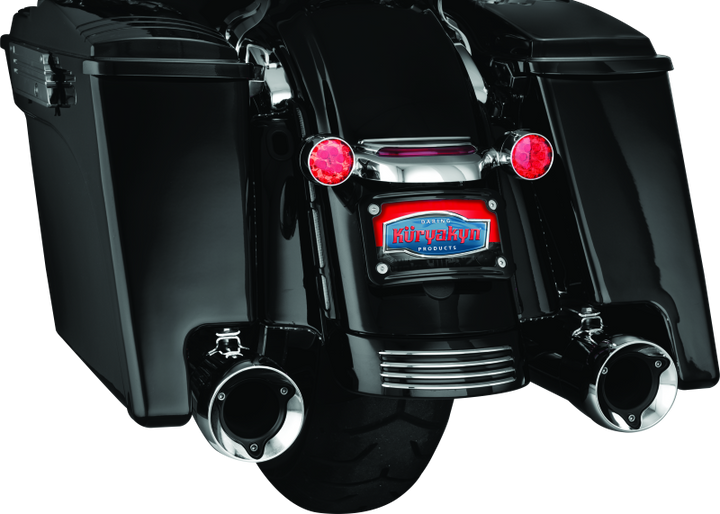 Kuryakyn Curved License Plate Mount Black - Bull Strap
