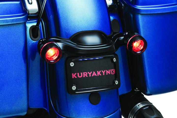 Kuryakyn Curved License Plate Mount Black - Bull Strap