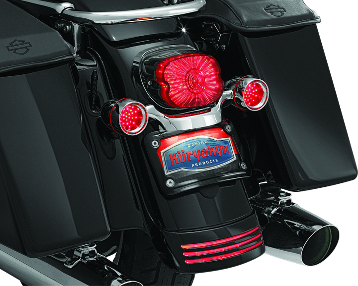 Kuryakyn Curved License Plate Mount Black - Bull Strap