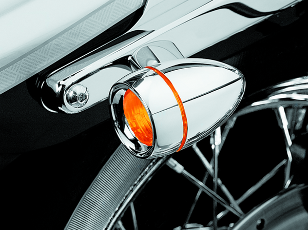 Kuryakyn Deep Dish Bezel With Amber Lens Chrome - Bull Strap