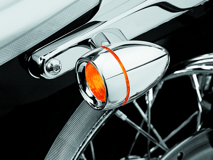 Kuryakyn Deep Dish Bezel With Amber Lens Chrome - Bull Strap