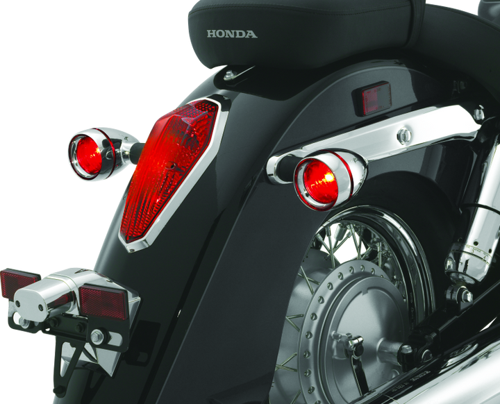 Kuryakyn Deep Dish Bezels With Red Lenses - Bull Strap