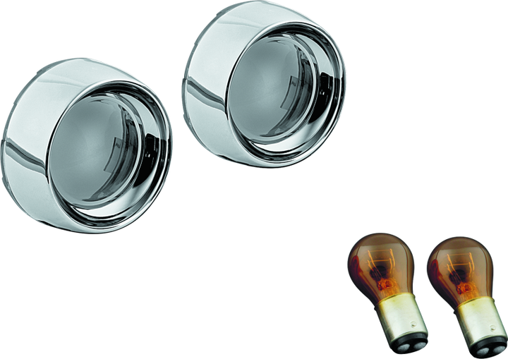 Kuryakyn Deep Dish Bezels With Smoke Lenses Red Light - Bull Strap