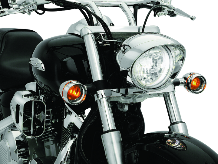 Kuryakyn Deep Dish Bezels With Smoke Lenses Red Light - Bull Strap