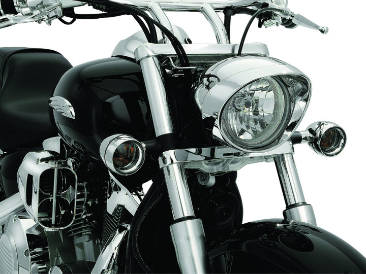 Kuryakyn Deep Dish Bezels With Smoke Lenses Red Light - Bull Strap