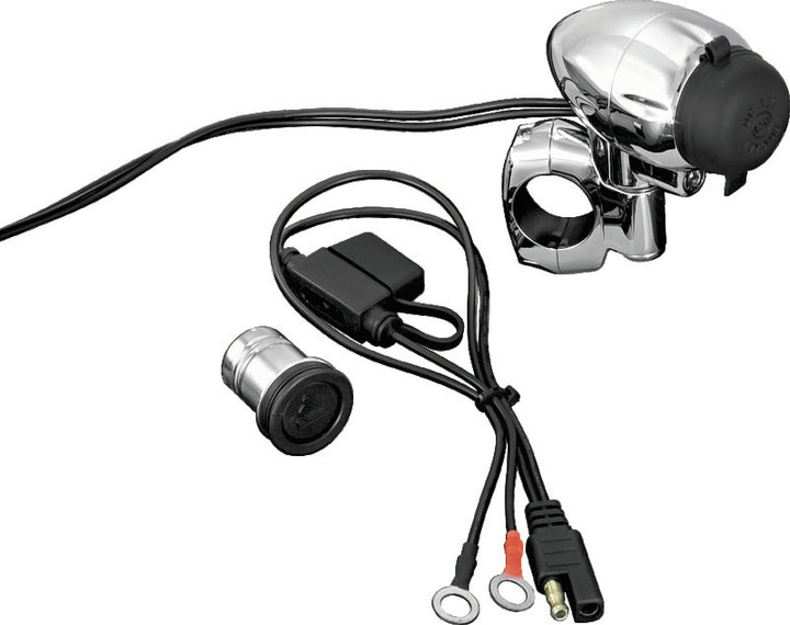 Kuryakyn Electrical Power Point With 1in Bar Mount Chrome - Bull Strap