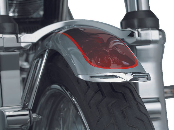 Kuryakyn Fender Tip Front Leading Edge Most Narrow FXST XL Dyna Models Chrome - Bull Strap