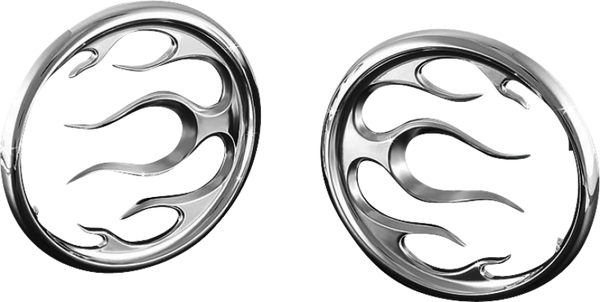 Kuryakyn Flame Speaker Grills Chrome - Bull Strap