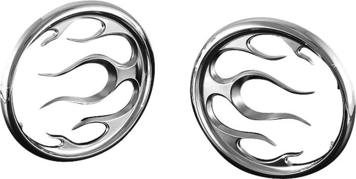 Kuryakyn Flame Speaker Grills Chrome - Bull Strap