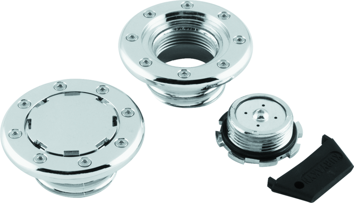 Kuryakyn Flush Mount Gas Caps Non-Vented Chrome - Bull Strap