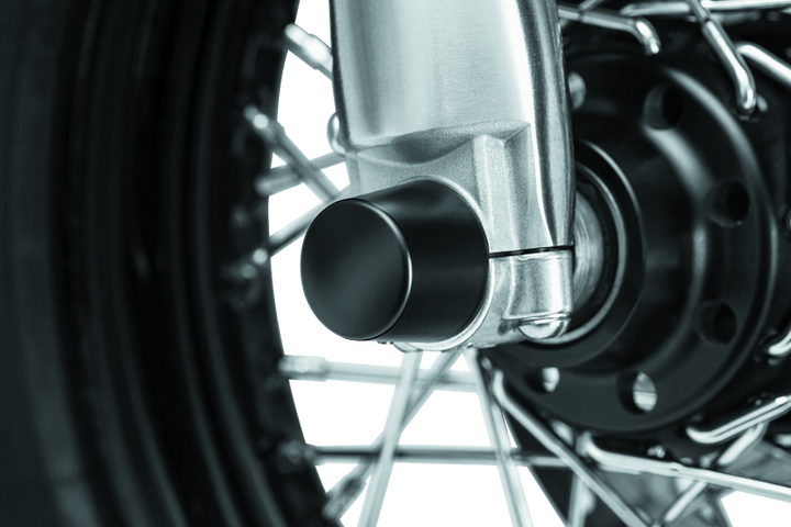 Kuryakyn Front Axle Nut Caps Satin Black - Bull Strap