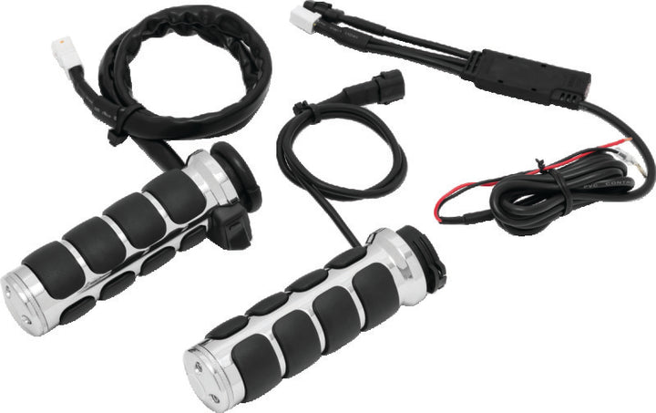Kuryakyn Heated ISO Grips Dual Cable Chrome - Bull Strap