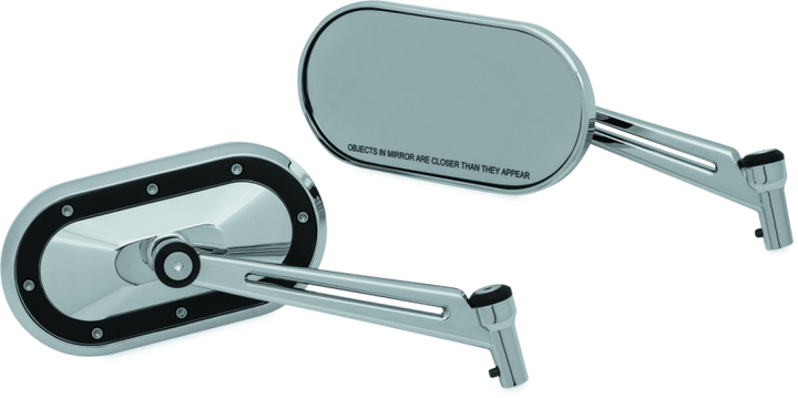Kuryakyn Heavy Industry Mirrors Chrome/Black - Bull Strap