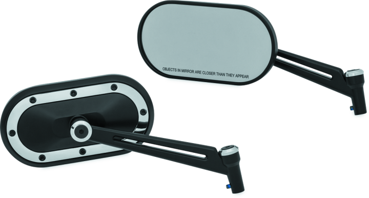 Kuryakyn Heavy Industry Mirrors Satin Black & Chrome - Bull Strap