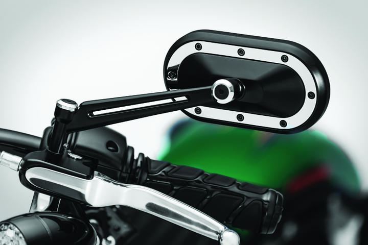 Kuryakyn Heavy Industry Mirrors Satin Black & Chrome - Bull Strap