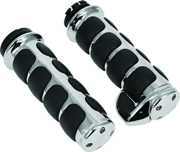 Kuryakyn ISO Grips With Throttle Boss Dual Cable Chrome - Bull Strap
