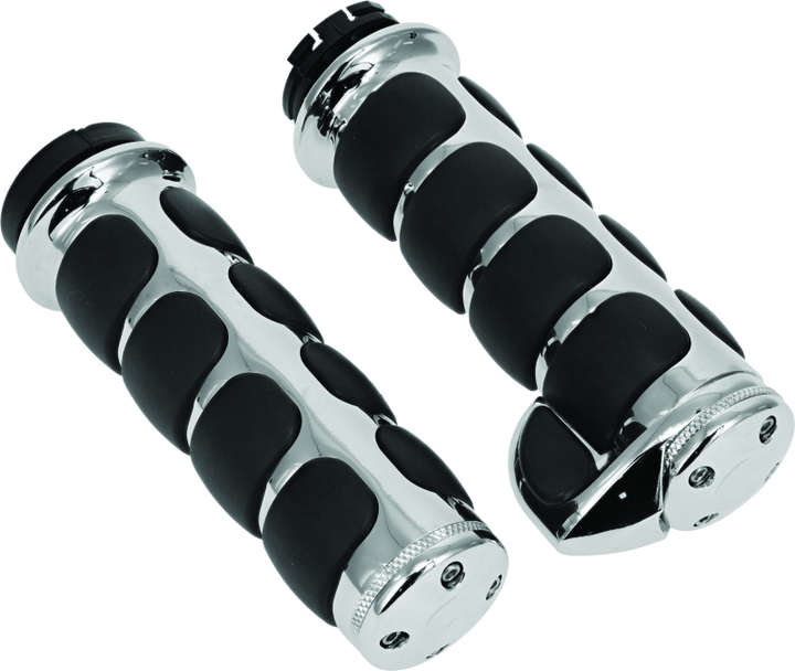 Kuryakyn ISO Grips With Throttle Boss Dual Cable Chrome - Bull Strap