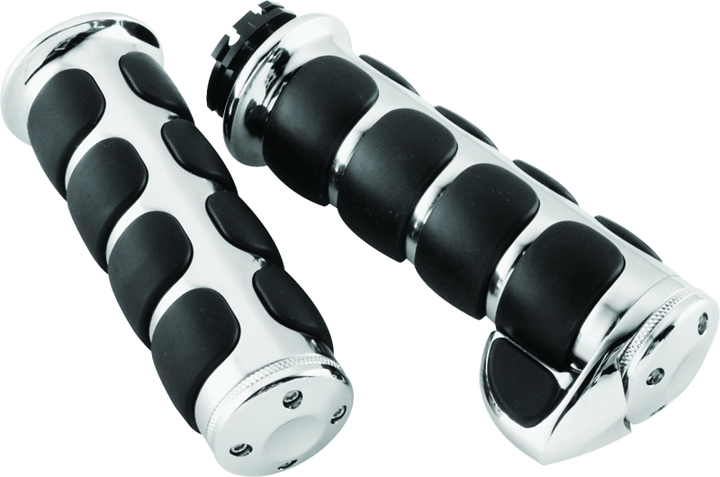 Kuryakyn ISO Grips With Throttle Boss Dual Cable Chrome - Bull Strap