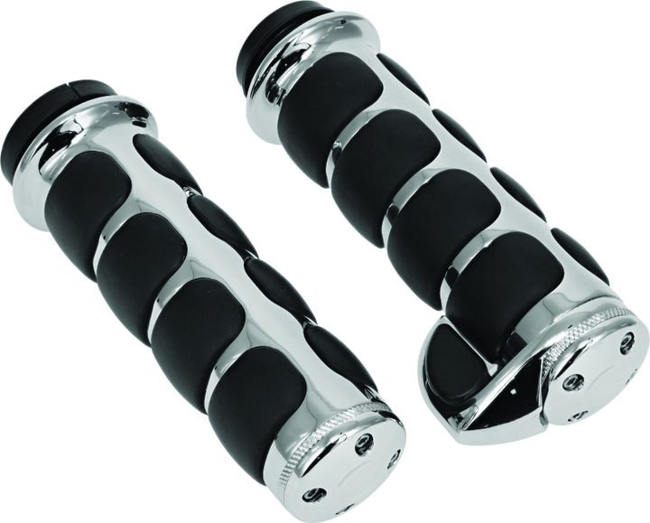 Kuryakyn ISO Grips With Throttle Boss Throttle-By-Wire Chrome - Bull Strap
