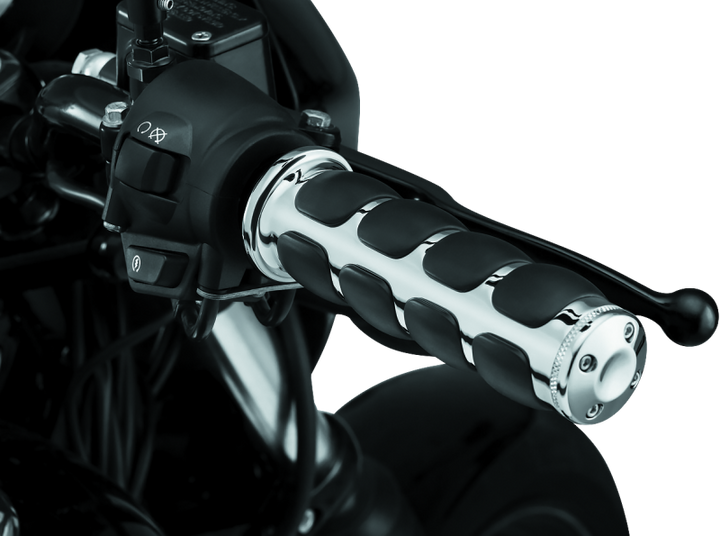 Kuryakyn ISO Grips Without Throttle Boss Throttle-By-Wire Chrome - Bull Strap