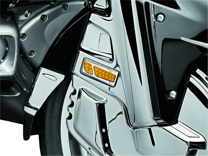 Kuryakyn L.E.D. Front Reflector Conversion Light Amber Chrome - Bull Strap