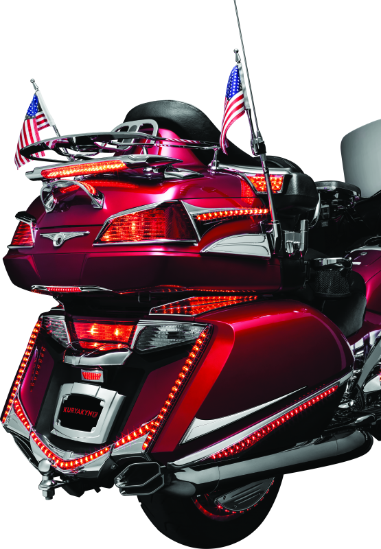 Kuryakyn L.E.D. Lighted Trunk Lid Handle 01-17 GL1800 Chrome - Bull Strap