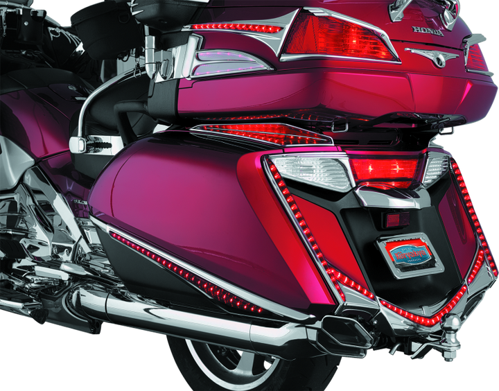 Kuryakyn L.E.D. Rear Fender Tip 12-17 GL1800 Chrome Red Lens - Bull Strap