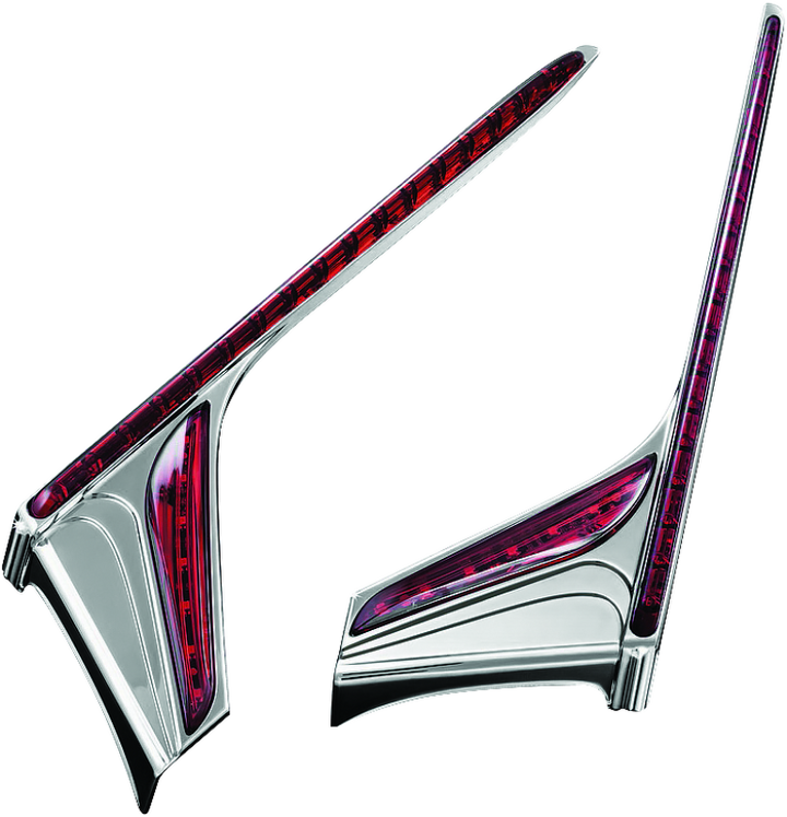 Kuryakyn L.E.D. Vertical Rear Light Strips 12-17 GL1800 Chrome Red Lens - Bull Strap