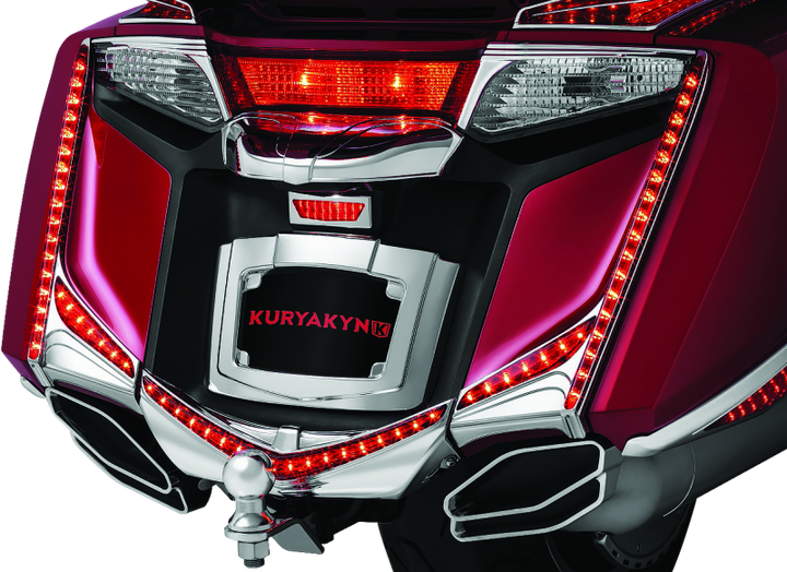 Kuryakyn L.E.D. Vertical Rear Light Strips 12-17 GL1800 Chrome Red Lens - Bull Strap