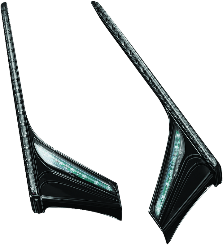 Kuryakyn L.E.D. Vertical Rear Light Strips 12-17 GL1800 Gloss Black Smoke Lens - Bull Strap