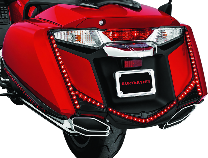 Kuryakyn L.E.D. Vertical Rear Light Strips 12-17 GL1800 Gloss Black Smoke Lens - Bull Strap