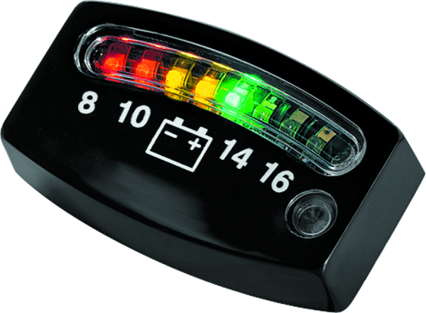 Kuryakyn LED Battery Gauge Universal Black - Bull Strap