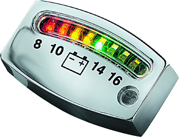 Kuryakyn LED Battery Gauge Universal Chrome - Bull Strap
