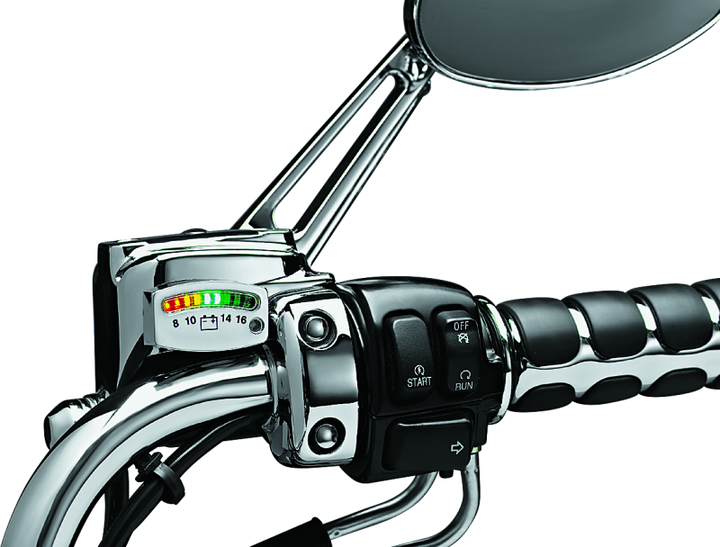 Kuryakyn LED Battery Gauge Universal Chrome - Bull Strap