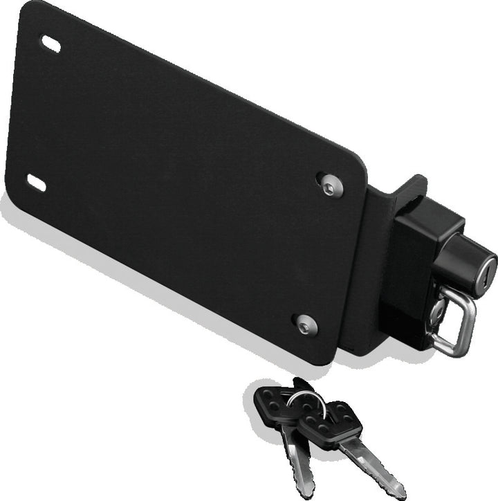 Kuryakyn License Plate Helmet Lock With Mount Black - Bull Strap