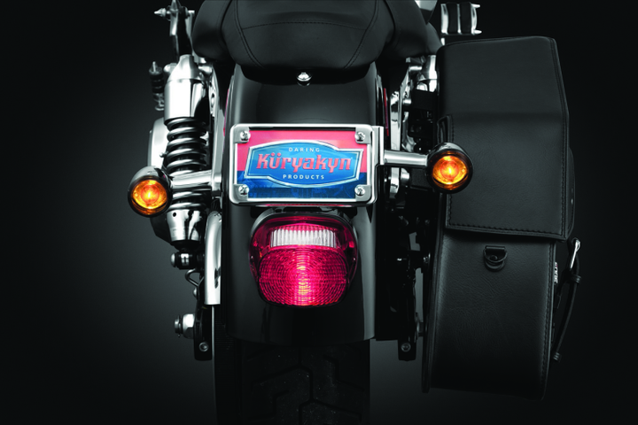 Kuryakyn License Plate Turn Signal & Marker Light Mount Chrome - Bull Strap