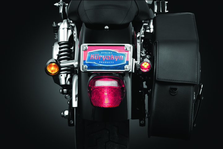 Kuryakyn License Plate Turn Signal & Marker Light Mount Chrome - Bull Strap