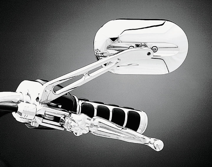 Kuryakyn Magnum Plus Mirror Flat Glass Chrome - Bull Strap