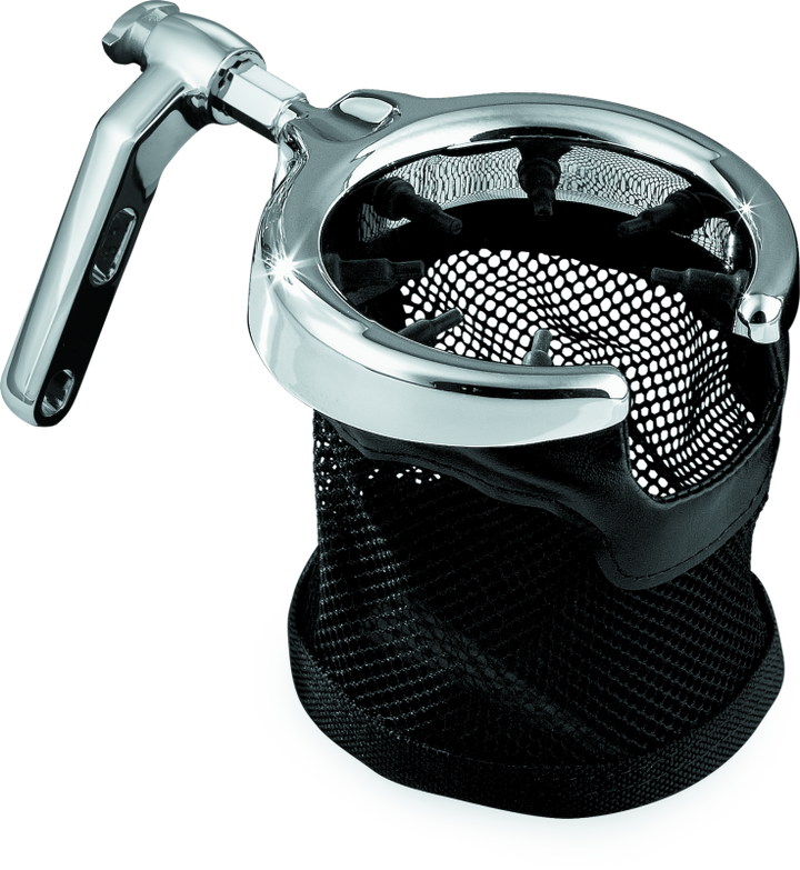 Kuryakyn Mesh Basket Universal Drink Holder Perch  Mount Chrome - Bull Strap