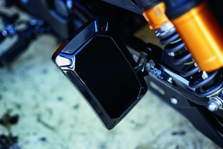 Kuryakyn Nova Curved Vertical Mount Side License Plate Holder Gloss Black - Bull Strap