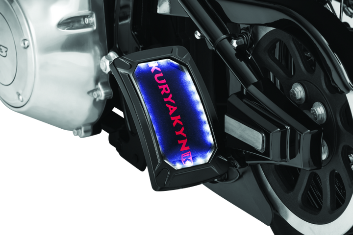 Kuryakyn Nova Curved Vertical Mount Side License Plate Holder Gloss Black - Bull Strap